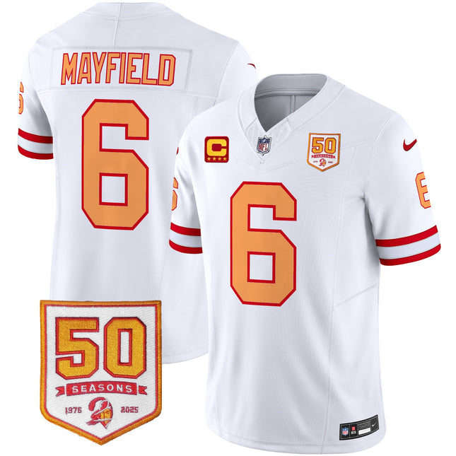 Men's Tampa Bay Buccaneers Throwback 50th Season Patch Vapor Limited Jersey - All Stitched