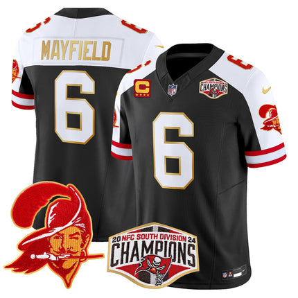 Men's Buccaneers Creamsicle 2024 NFC South Division Champions Patch Gold Trim Vapor Limited Jersey - All Stitched