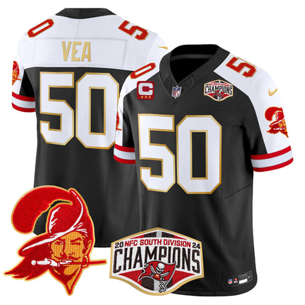 Men's Buccaneers Creamsicle 2024 NFC South Division Champions Patch Gold Trim Vapor Limited Jersey - All Stitched