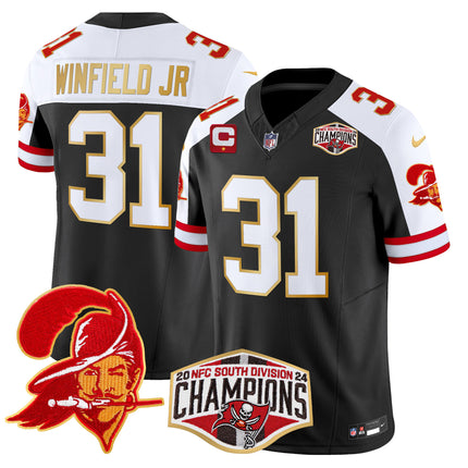 Men's Buccaneers Creamsicle 2024 NFC South Division Champions Patch Gold Trim Vapor Limited Jersey - All Stitched