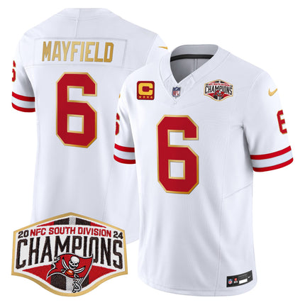 Men's Buccaneers Creamsicle 2024 NFC South Division Champions Patch Gold Trim Vapor Limited Jersey - All Stitched