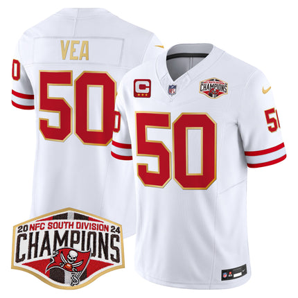 Men's Buccaneers Creamsicle 2024 NFC South Division Champions Patch Gold Trim Vapor Limited Jersey - All Stitched