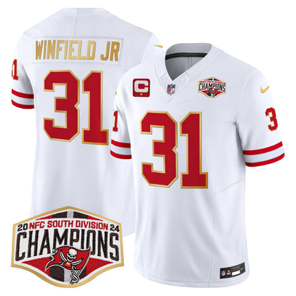 Men's Buccaneers Creamsicle 2024 NFC South Division Champions Patch Gold Trim Vapor Limited Jersey - All Stitched
