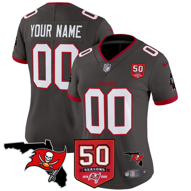 Tampa Bay Buccaneers 50th Season Patch Vapor Limited Custom Jersey - All Stitched