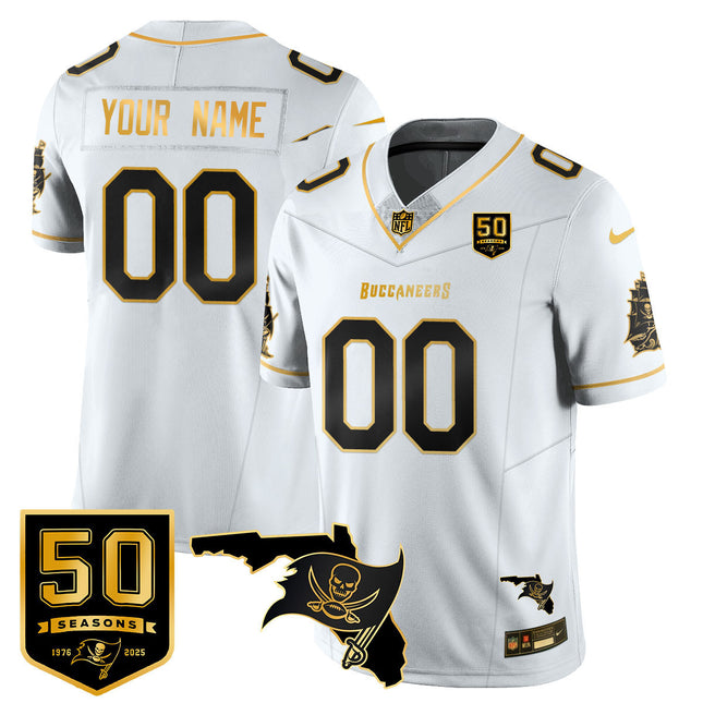 Custom Tampa Bay Buccaneers 50th Season Limited Jersey - All Stitched