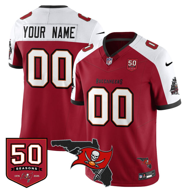 Custom Tampa Bay Buccaneers 50th Season Limited Jersey - All Stitched