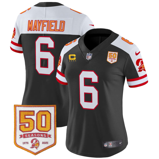 Women's Tampa Bay Buccaneers Throwback 50th Season Patch Vapor Limited Jersey - All Stitched
