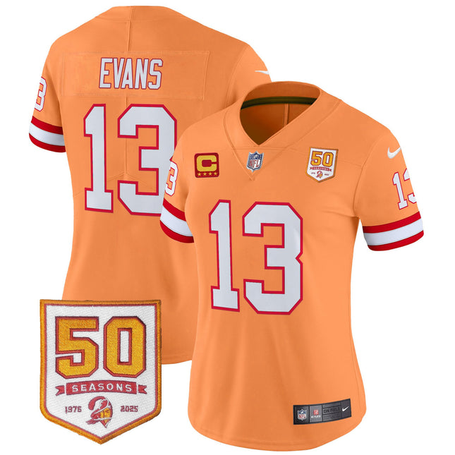 Women's Tampa Bay Buccaneers Throwback 50th Season Patch Vapor Limited Jersey - All Stitched