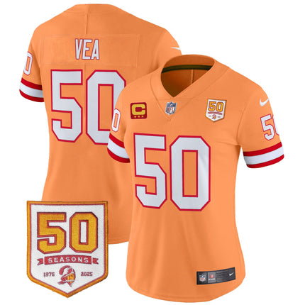 Women's Tampa Bay Buccaneers Throwback 50th Season Patch Vapor Limited Jersey - All Stitched