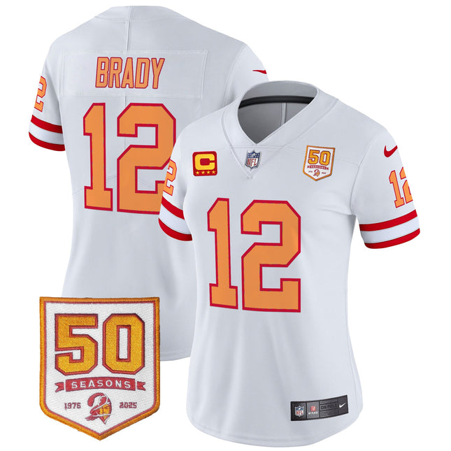 Women's Tampa Bay Buccaneers Throwback 50th Season Patch Vapor Limited Jersey - All Stitched