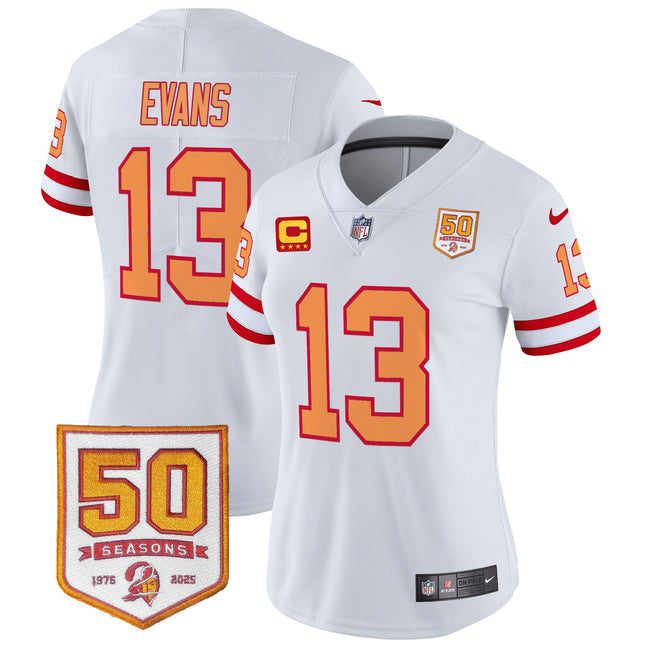 Women's Tampa Bay Buccaneers Throwback 50th Season Patch Vapor Limited Jersey - All Stitched