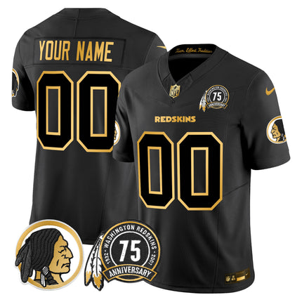 Washington Redskins 75th Patch Throwback Gold Vapor Limited Custom Jersey - All Stitched