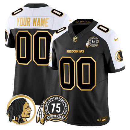 Washington Redskins 75th Patch Throwback Gold Vapor Limited Custom Jersey - All Stitched