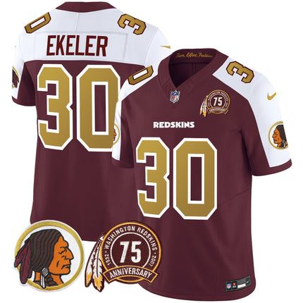 Men's Washington Redskins 75th Patch Throwback Vapor Limited Jersey V2 - All Stitched