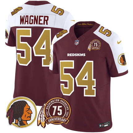 Men's Washington Redskins 75th Patch Throwback Vapor Limited Jersey V2 - All Stitched