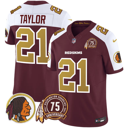 Men's Washington Redskins 75th Patch Throwback Vapor Limited Jersey V2 - All Stitched