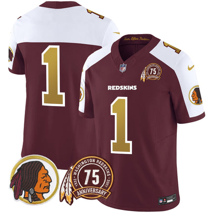Men's Washington Redskins 75th Patch Throwback Vapor Limited Jersey V2 - All Stitched