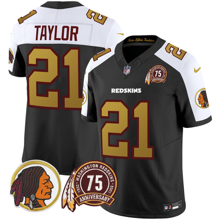 Men's Washington Redskins 75th Patch Throwback Vapor Limited Jersey V2 - All Stitched