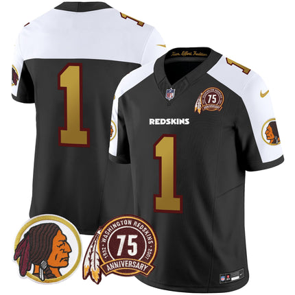 Men's Washington Redskins 75th Patch Throwback Vapor Limited Jersey V2 - All Stitched