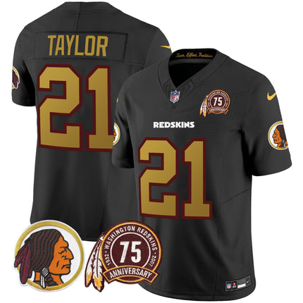 Men's Washington Redskins 75th Patch Throwback Vapor Limited Jersey V2 - All Stitched