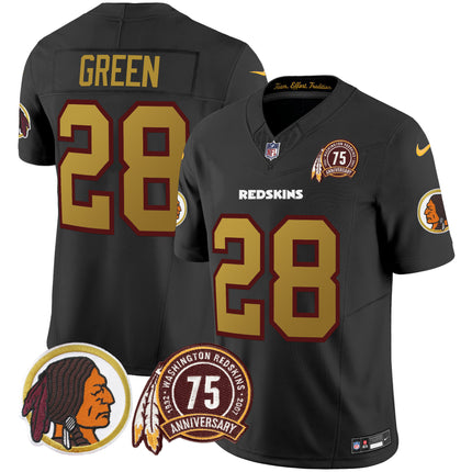 Men's Washington Redskins 75th Patch Throwback Vapor Limited Jersey V2 - All Stitched