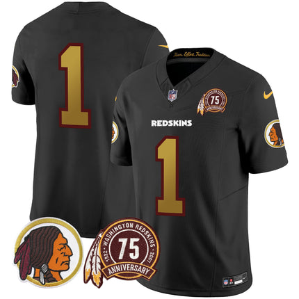 Men's Washington Redskins 75th Patch Throwback Vapor Limited Jersey V2 - All Stitched