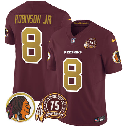 Men's Washington Redskins 75th Patch Throwback Vapor Limited Jersey V2 - All Stitched