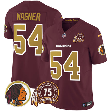 Men's Washington Redskins 75th Patch Throwback Vapor Limited Jersey V2 - All Stitched