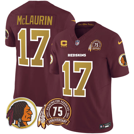 Men's Washington Redskins 75th Patch Throwback Vapor Limited Jersey V2 - All Stitched