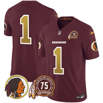 Men's Washington Redskins 75th Patch Throwback Vapor Limited Jersey V2 - All Stitched