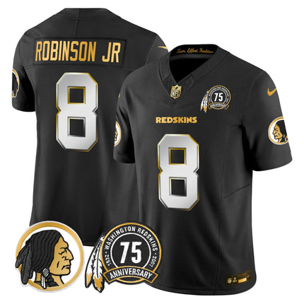 Men's Washington Redskins 75th Patch Throwback Gold Vapor Limited Jersey - All Stitched