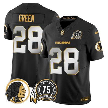 Men's Washington Redskins 75th Patch Throwback Gold Vapor Limited Jersey - All Stitched