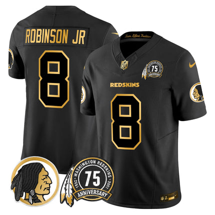 Men's Washington Redskins 75th Patch Throwback Gold Vapor Limited Jersey - All Stitched