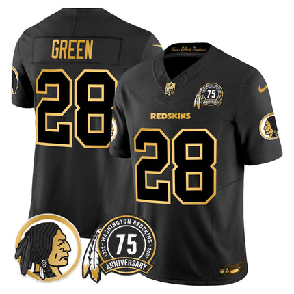 Men's Washington Redskins 75th Patch Throwback Gold Vapor Limited Jersey - All Stitched