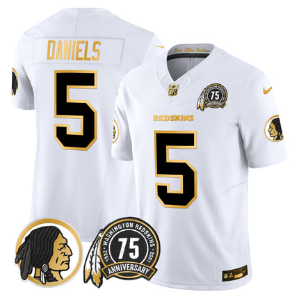 Men's Washington Redskins 75th Patch Throwback Gold Vapor Limited Jersey - All Stitched