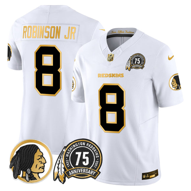 Men's Washington Redskins 75th Patch Throwback Gold Vapor Limited Jersey - All Stitched