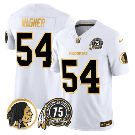 Men's Washington Redskins 75th Patch Throwback Gold Vapor Limited Jersey - All Stitched