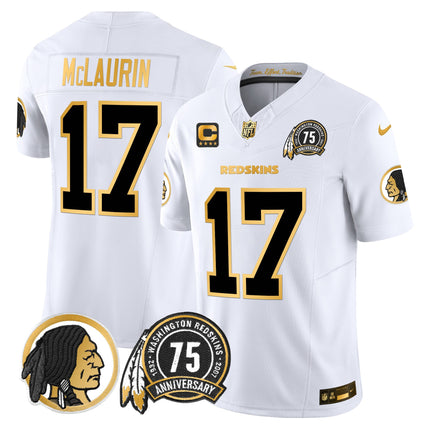 Men's Washington Redskins 75th Patch Throwback Gold Vapor Limited Jersey - All Stitched