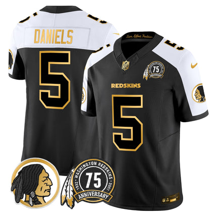 Men's Washington Redskins 75th Patch Throwback Gold Vapor Limited Jersey - All Stitched