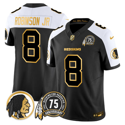 Men's Washington Redskins 75th Patch Throwback Gold Vapor Limited Jersey - All Stitched