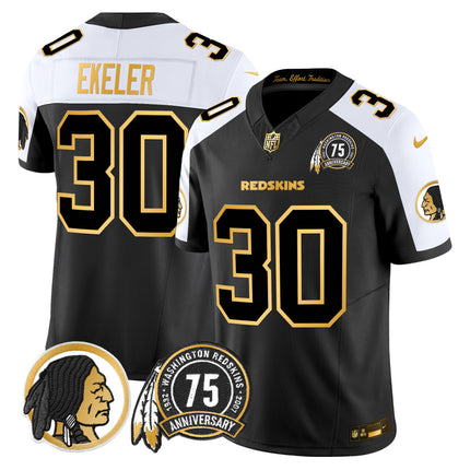 Men's Washington Redskins 75th Patch Throwback Gold Vapor Limited Jersey - All Stitched