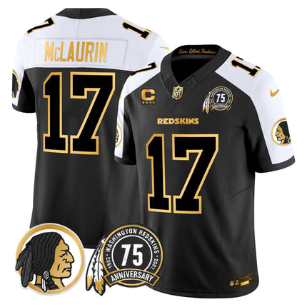 Men's Washington Redskins 75th Patch Throwback Gold Vapor Limited Jersey - All Stitched