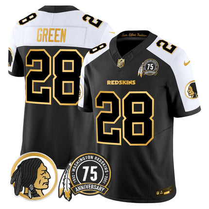 Men's Washington Redskins 75th Patch Throwback Gold Vapor Limited Jersey - All Stitched
