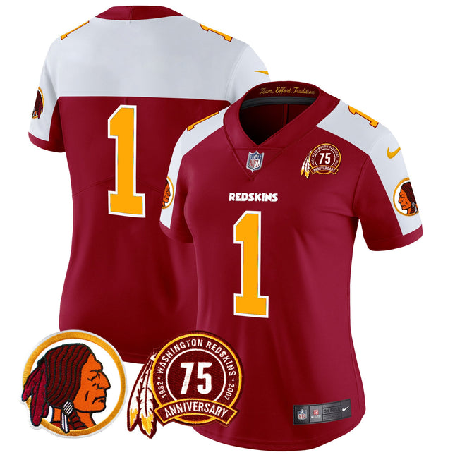 Women's Washington Redskins 75th Patch Throwback Vapor Limited Jersey - All Stitched