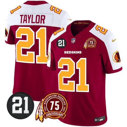 Men's Washington Redskins 75th & Sean Taylor Patch Vapor Limited Jersey - All Stitched