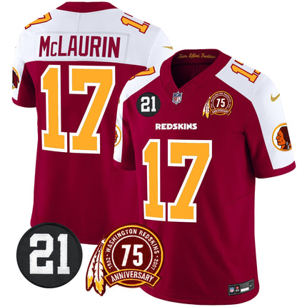 Men's Washington Redskins 75th & Sean Taylor Patch Vapor Limited Jersey - All Stitched
