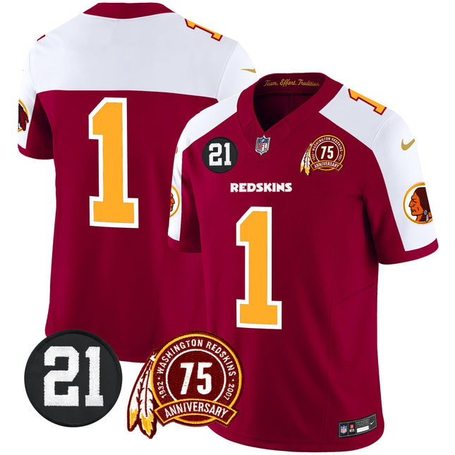 Men's Washington Redskins 75th & Sean Taylor Patch Vapor Limited Jersey - All Stitched