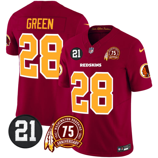Men's Washington Redskins 75th & Sean Taylor Patch Vapor Limited Jersey - All Stitched
