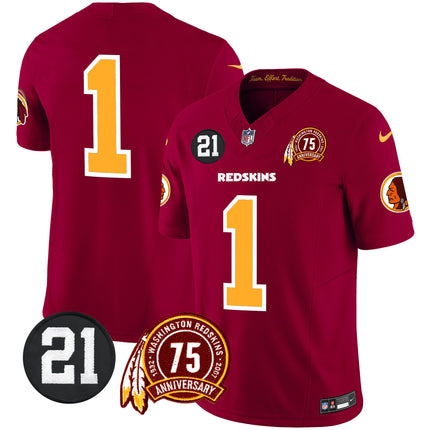 Men's Washington Redskins 75th & Sean Taylor Patch Vapor Limited Jersey - All Stitched