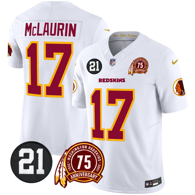 Men's Washington Redskins 75th & Sean Taylor Patch Vapor Limited Jersey - All Stitched